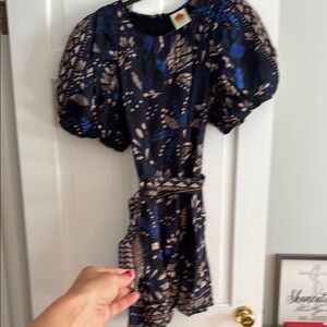 FARM Rio Blue and Beige Mini Dress